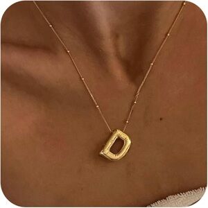 14k Gold Plated Balloon Initial Letter Pendant Necklace